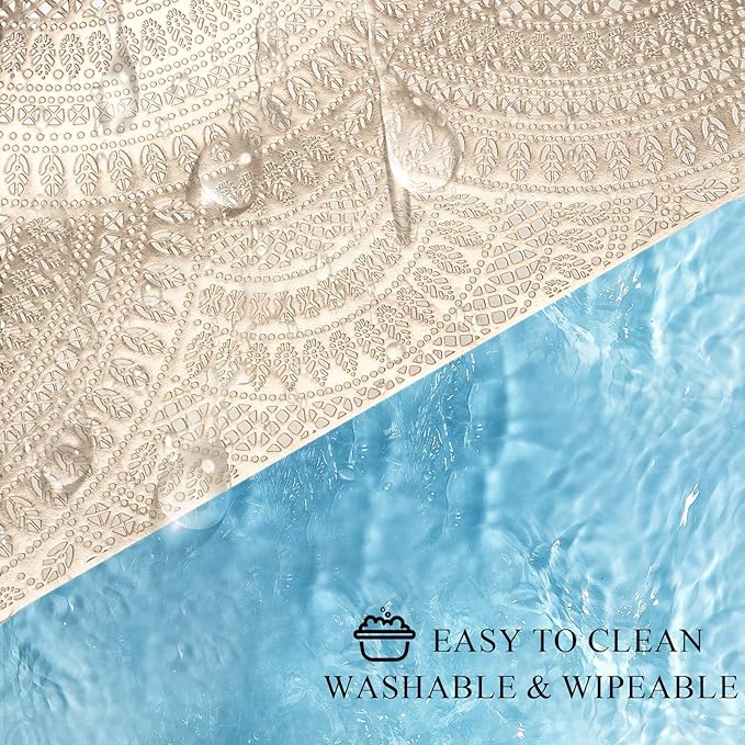 Gold Rectangle Placemats Set of 6, Vinyl Place Mats Hollow-Out Curved Pattern Waterproof Oil-Proof Wipeable Table Mats for Kitchen and Dining Centerpiece Table Decorations