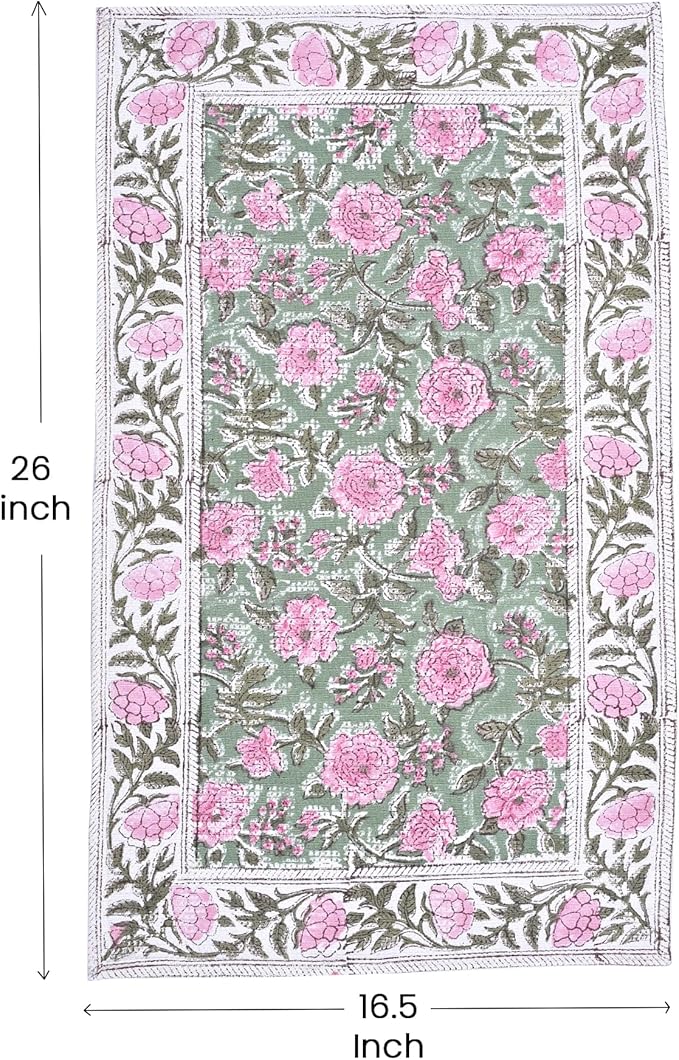 CPC Pink Tourmaline Hand Block Print Waffle Kitchen Towel Set of 3-16 x 28 Inch Ultra Absorbent Quick Dry Cotton Lightweight Reusable Sustainable Tea Towels for Cleaning and Drying Gift for Christmas