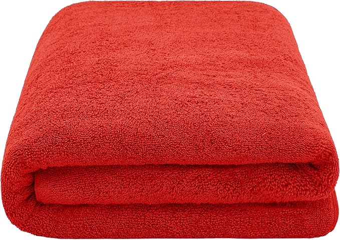 American Soft Linen 100% Cotton 600 GSM Turkish 40x80 Oversized Bath Towel Sheet, Extra Large Adult Towels for Bathroom, Red Bath Sheet