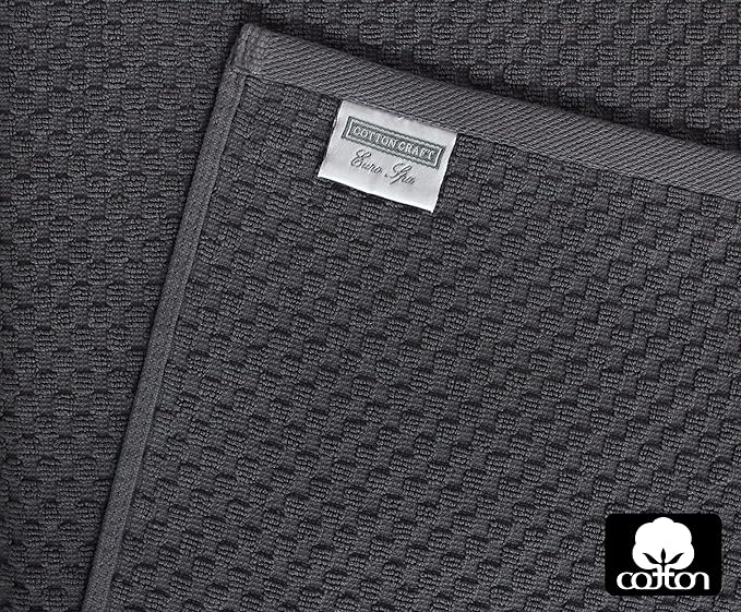 COTTON CRAFT Waffle Luxury Euro Spa Waffle Weave Towel Set - 100% Ringspun Cotton - Absorbent Quick Dry - Oversized 30 x 56 inch - Grey