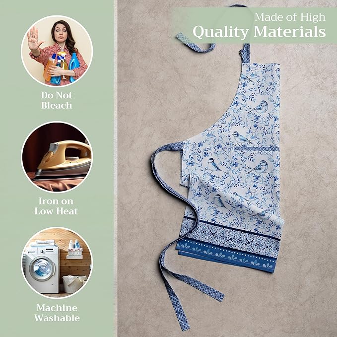 Maison d' Hermine 100% Cotton Apron for women with Pocket Kitchen Chef Apron for Men Cooking Mothers Day Gifts
