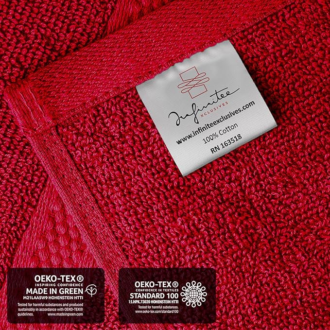 Infinitee Xclusives Burgundy Hand Towels for Bathroom - Set of 6 (16x28 inches) 600 GSM, 100% Cotton Ultra Soft, Quick Drying, Hotel Quality Hand Towel Set (Burgundy)