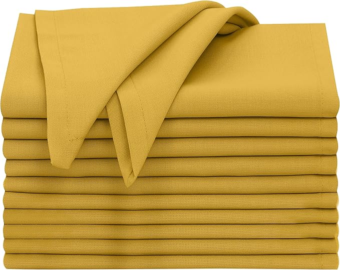 Ruvanti Cloth Napkins Set of 12, 18x18 Inches, 100% Cotton, Washable, Soft & Absorbent, Perfect for Wedding, Christmas, ‎Thanksgiving Dinners - Spicy Mustard