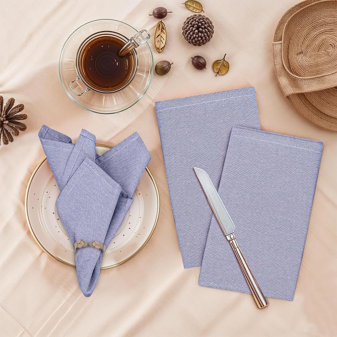 Ruvanti Cloth Napkins Set of 12, 18x18 Reusable Napkins Cloth Washable, Soft & Durable Table Napkin, Poly Cotton Fabric Dinner Napkins for Parties, Christmas, Thanksgiving, Weddings - Midnight Blue