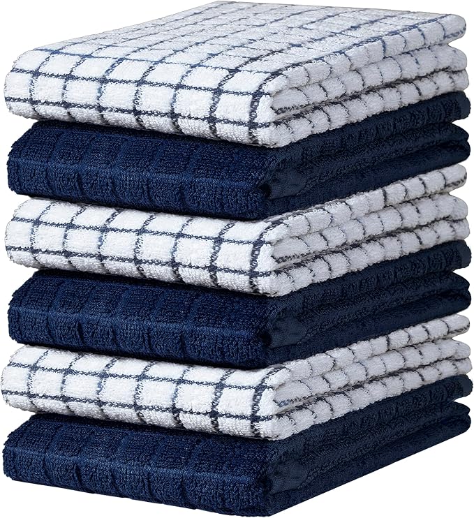 Bumble Kitchen Towels (6 Pack) | 16" x 28" | 100% Cotton Dish Towels for Kitchen | 380 GSM | Soft, Highly Absorbent & Durable Dish Towels with Hanging Loop | Navy