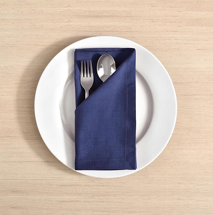 FINGERCRAFT Dinner Cloth Napkins, Cotton Linen Blend Mitered Corner Napkins Cloth 4 Pack Natural Premium Quality for Every Day Use, Parties, Easter, Weddings, 18x18 inch Bellwether