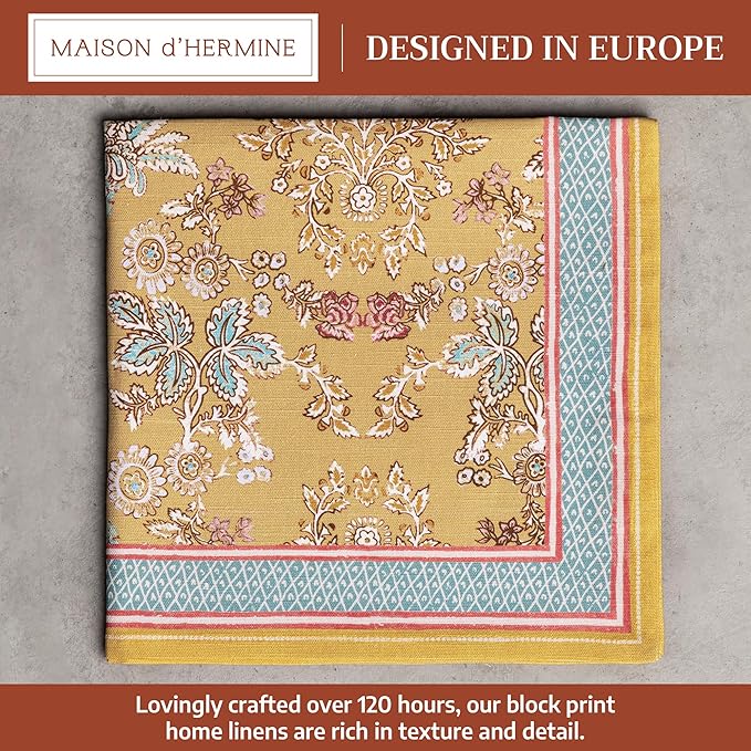 Maison d' Hermine Cloth Napkins Set of 4 100% Cotton Everyday Reusable Square Napkins Cloth Washable Dinner Party Wedding Restaurant Gifts for Mothers Day Spring/Summer (Marquise, 20" x 20")