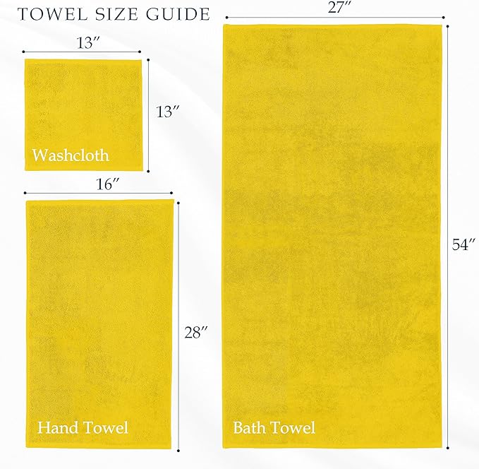 Mocassi Luxury 100% Turkish Cotton 2-Pack Bath Towel Set- Ultra Soft, Quick Dry Highly Absorbent 27 x 54 inch Premium Spa Hotel Quality 2PC Bath Towels - Luxurious Soft Bathroom Towels, Yellow