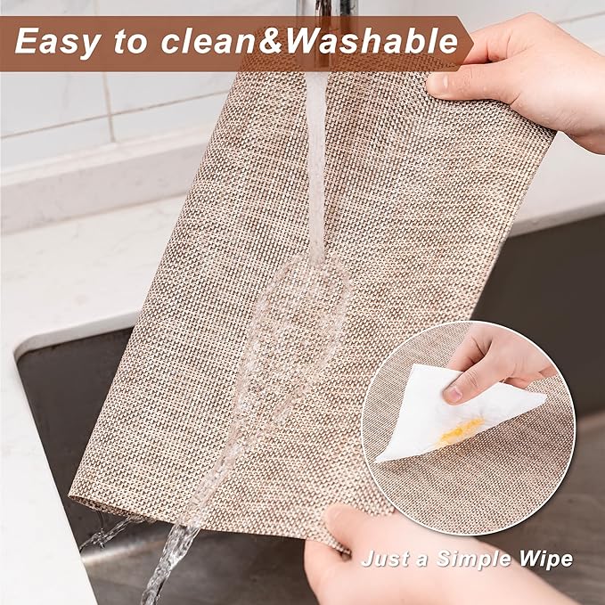 Placemats Set of 6 Washable Indoor/Outdoor Vinyl Place Mats for Dining Table Durable Non-Slip Heat Resistant PVC Weave Table Mats（Cappuccino）