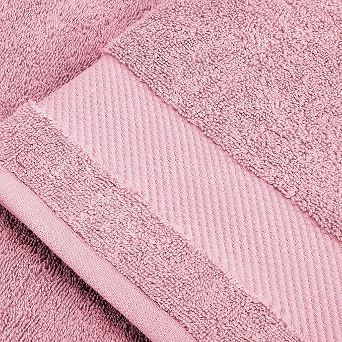 BIOWEAVES 100% Organic Cotton Bath Towel Set | 700 GSM Plush 6-Piece Premium Towel Set GOTS Certified, 2 Bath Towels, 2 Hand Towels & 2 Washcloths - Dusty Pink