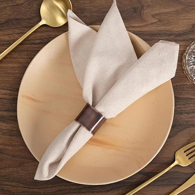 Linen Flax Cotton Cloth Dinner Napkins Set of 12 – 18x18 Natural Hemstitched Reusable Fabric Napkins for Weddings, Parties, Dinners & Table Décor – Elegant & Durable HOMIDATE