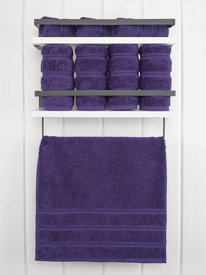 American Soft Linen Luxury Hand Towels for Bathroom, 600 GSM Heawy Weight 16x28 Size 100% Cotton Turkish 4 Piece Hand Face Towel Set, Purple Hand Towels