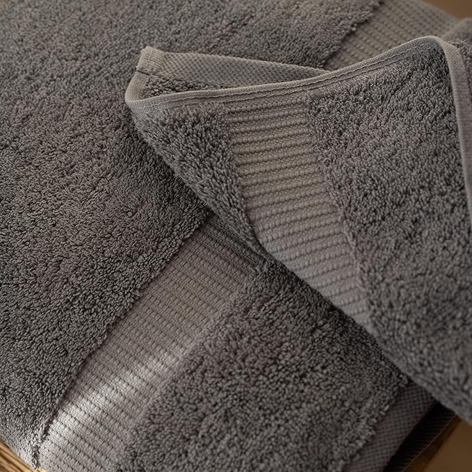 SALBAKOS 100% Turkish Cotton Bath Sheet Towels Set of 2-Piece Gray | 35x70 in Extra Large Bath Towels | Premium Hotel Quality, Thick, Soft, Super Absorbent Oversized Bath Towel (Gray, 2 Bath Sheets)