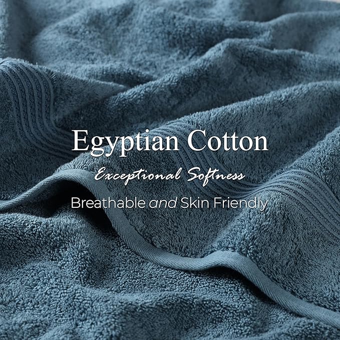 Superior Egyptian Cotton 10-Piece Face Towel Set , Small Towels For Facial, Spa, Quick Dry, Absorbent Towels, Bathroom Accessories, Guest Bath, Home Essentials, Washcloth, Airbnb, Sapphire