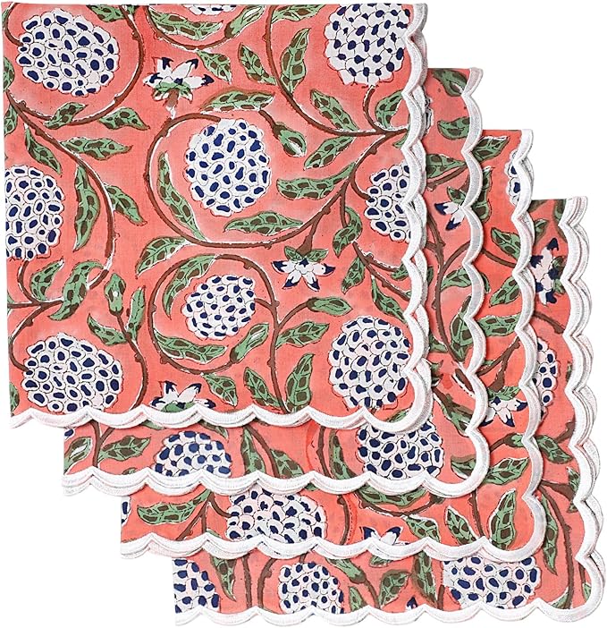Ridhi Cloth Napkins 100% Pure Cotton Farmhouse Wedding Dinner Napkins for Halloween, Thanksgiving, Holiday Daily Wedding uses Napkins (6-9"x9" Cocktail Napkin, Dark Salmon Pink)