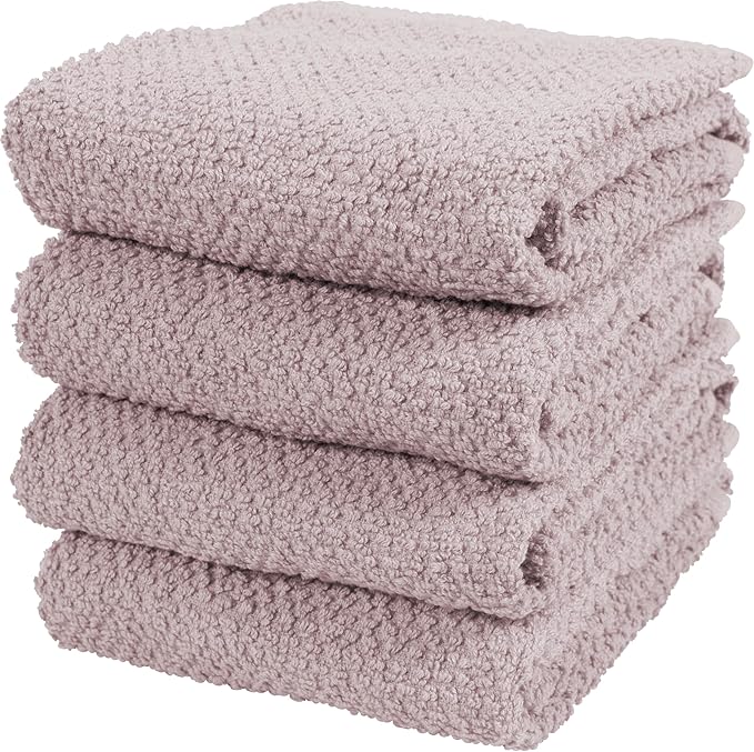KAF Home Set of 4 Deluxe Popcorn Terry Kitchen Towels | 20 x 30 Inches | 100% Cotton Kitchen Dish Towels (Lilac)