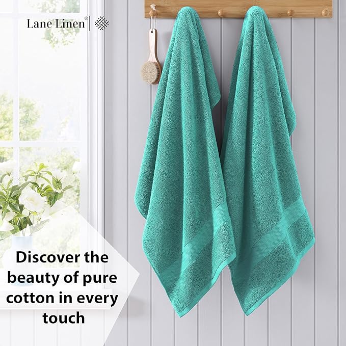LANE LINEN 100% Pure Cotton Bath Sheets 2 Pack (35"x66") - Extra Large Bathroom Towels - Quick Dry, Smooth, Durable & Highly Absorbent Oversized Towel Sets - Holds Well After Multiple Washes - Teal