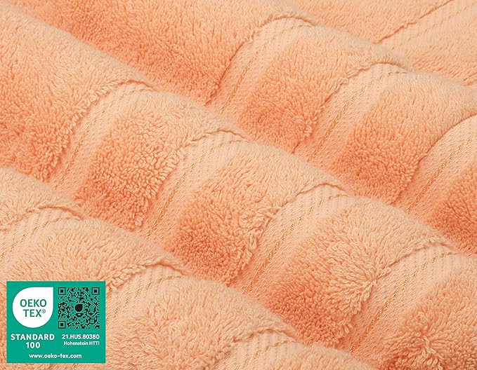 American Soft Linen Luxury Hand Towels for Bathroom, 600 GSM Heawy Weight 16x28 Size 100% Cotton Turkish 4 Piece Hand Face Towel Set, Peach Hand Towels
