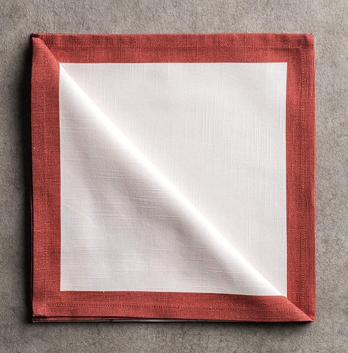 Maison d' Hermine Cloth Napkins Set of 4 100% Cotton for Thanksgiving Christmas Decorations Everyday Reusable Square Fall Napkins Cloth Washable Dinner Party (Holy Jouy - Red, 20"x20")