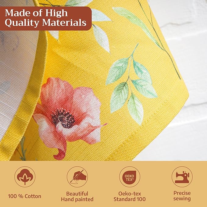 Maison d' Hermine Kitchen Towels Set of 3 100% Cotton 27.50" x 20" Reusable Cloth Tea Dish Towels Absorbent with Hanging Loop for Kitchen Gifts for Mothers Day Spring/Summer (Just Floral)