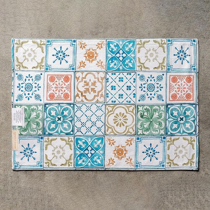 Maison d' Hermine Placemats Set of 4 100% Cotton Washable Cloth Place Mats Reusable Table Mats for Kitchen Dining Party Wedding Gifts for Mothers Day Spring/Summer (Agrume, 13" x 19")