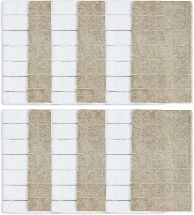 Simpli-Magic 79282 Microfiber Kitchen Towels, Brownstone/White, 15"x25", 12 Pack