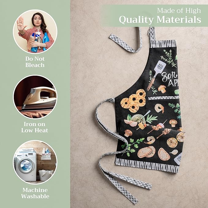 Maison d' Hermine 100% Cotton Apron for women with Pocket Kitchen Chef Apron for Men Cooking Mothers Day Gifts