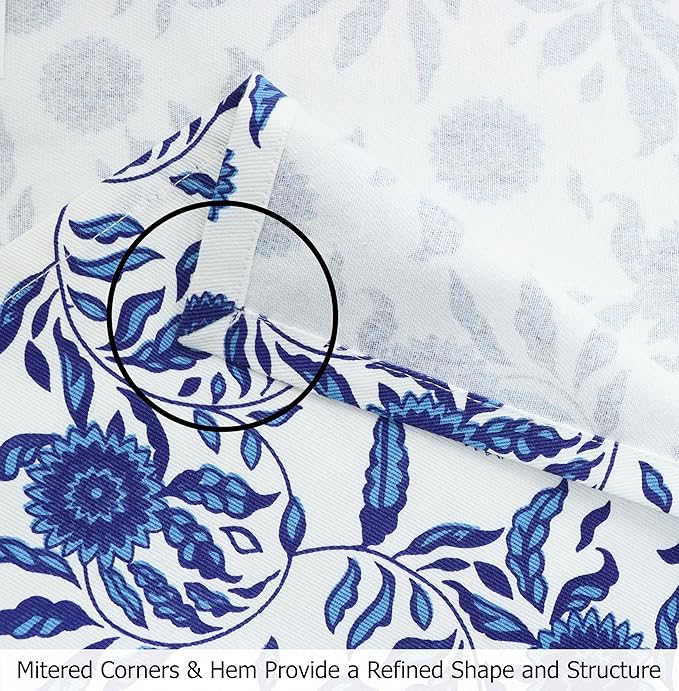 COTTON CRAFT Cloth Napkins – Set of 12 Pure Cotton Twill 6 Blue on White & 6 White on Blue Printed Reusable Napkins with Mitered Corners – Dinner Lunch Soft Absorbent Machine Washable - 17 x 17
