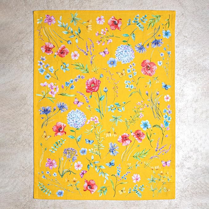 Maison d' Hermine Kitchen Towels Set of 3 100% Cotton 27.50" x 20" Reusable Cloth Tea Dish Towels Absorbent with Hanging Loop for Kitchen Gifts for Mothers Day Spring/Summer (Just Floral)