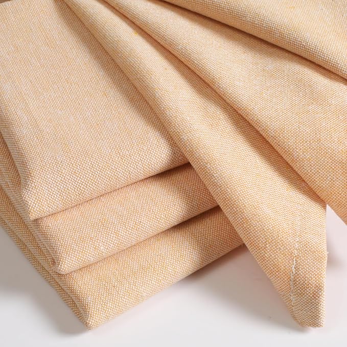 Native Fab Solid Cloth Napkin Set of 12, 100% Chambray Cotton, Washable, Reusable Dinner Cloth Napkin 17x17 inches, Table Decor Napkins for Dinner, Events, Mustard Yellow