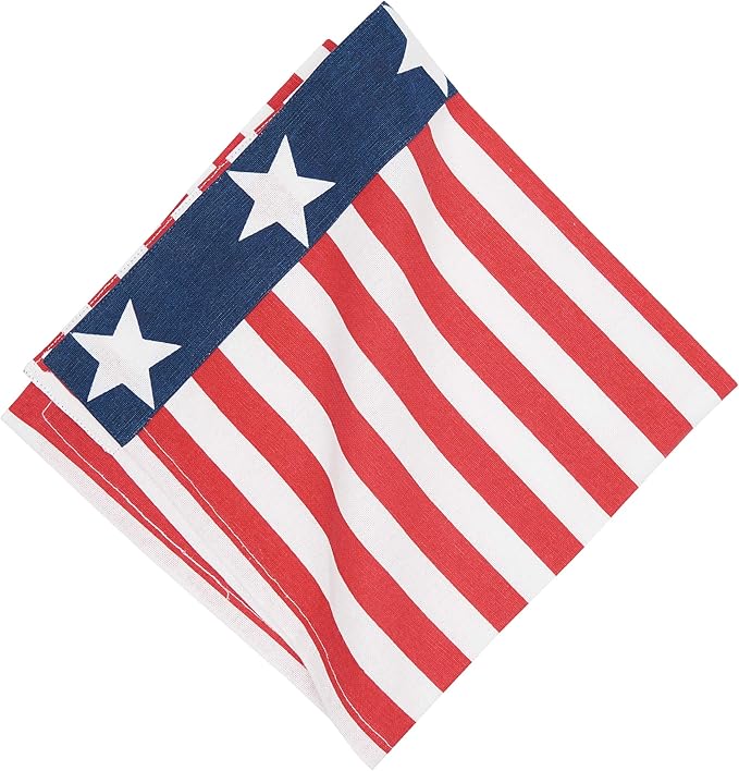 C&F Home Stars and Stripes Napkin Reversible Cotton Dinner Cloth Napkin U.S.A. 4th of July Set of 6 Independence Day Memorial Day Patriotic American Americana Napkin Set of 6 Red