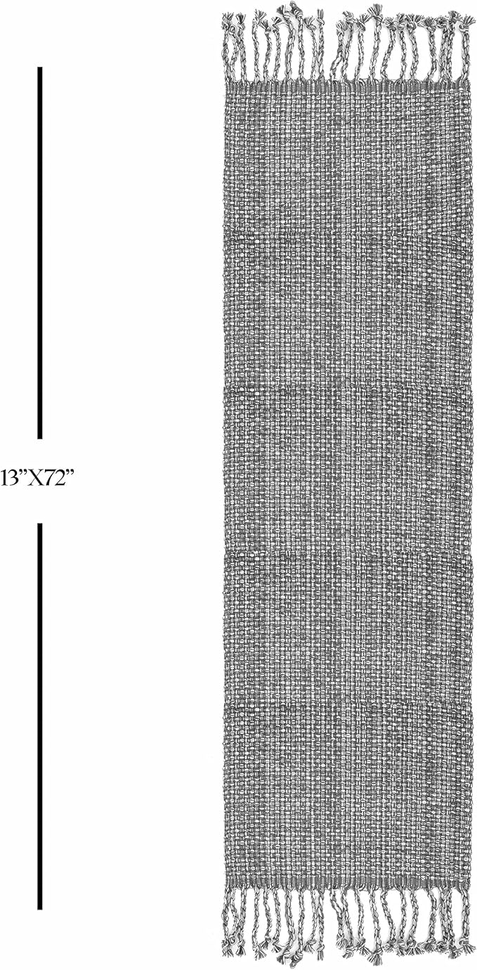 100% Cotton Table Runner for Dining Room Tables Rectangle Two Tone Woven Fabric 72" x 13" Soft Durable Table Runner, Gray