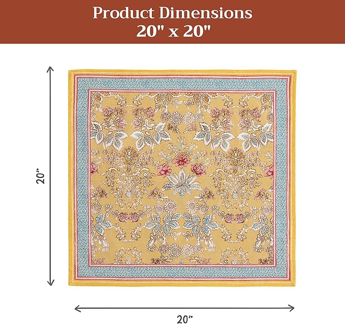 Maison d' Hermine Cloth Napkins Set of 6 100% Cotton Everyday Reusable Square Napkins Cloth Washable Dinner Party Wedding Restaurant Gifts for Mothers Day Spring/Summer (Marquise, 20" x 20")