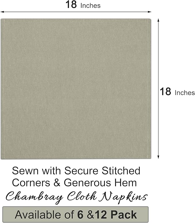 Ruvanti Cloth Napkins Set of 12, 18x18 Reusable Napkins Cloth Washable, Soft & Durable Table Napkin, Poly Cotton Fabric Dinner Napkins for Parties, Christmas, Thanksgiving, Weddings - Olive Branch
