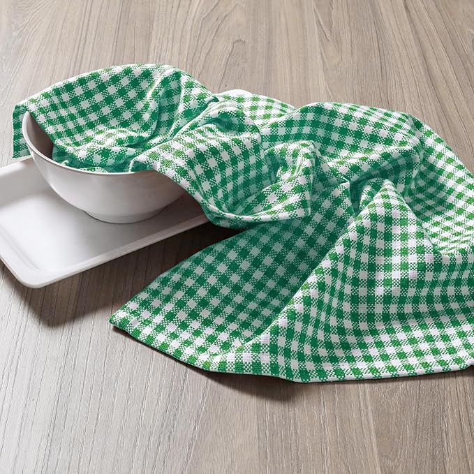 Mini Gingham Check Cloth Napkins Set of 4, 16"x16", 100% Cotton, Reusable & Washable, Durable, Absorbent Fabric for Dinner Parties, Wedding, Dining Napkin - Lemon Green