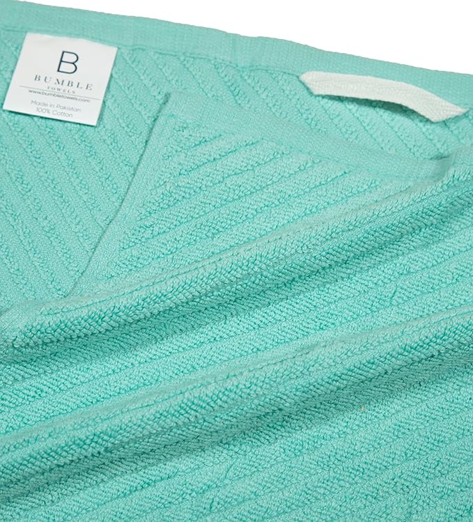 Premium Kitchen Towels (16”x 25”, 6 Pack) | Large Cotton Kitchen Hand Towels | Dish Towels | Diagonal Weave Design | 445 GSM Highly Absorbent Tea Towels Set with Hanging Loop | Aqua & Navy