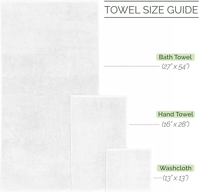 Elegant Comfort Luxury 6-Piece 100% Turkish Cotton Jacquard Braided Textured Premium Hotel Quality Towel Set– Soft and Absorbent, Includes 2 Bath Towels, 2 Hand Towels and 2 Washcloths, White