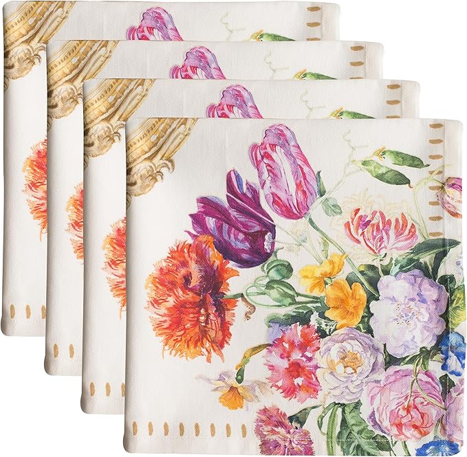 Maison d' Hermine Cloth Napkins Set of 4 100% Cotton Everyday Reusable Square Napkins Cloth Washable Dinner Party Wedding Restaurant Gifts for Mothers Day Spring/Summer (Masterpiece, 20" x 20")