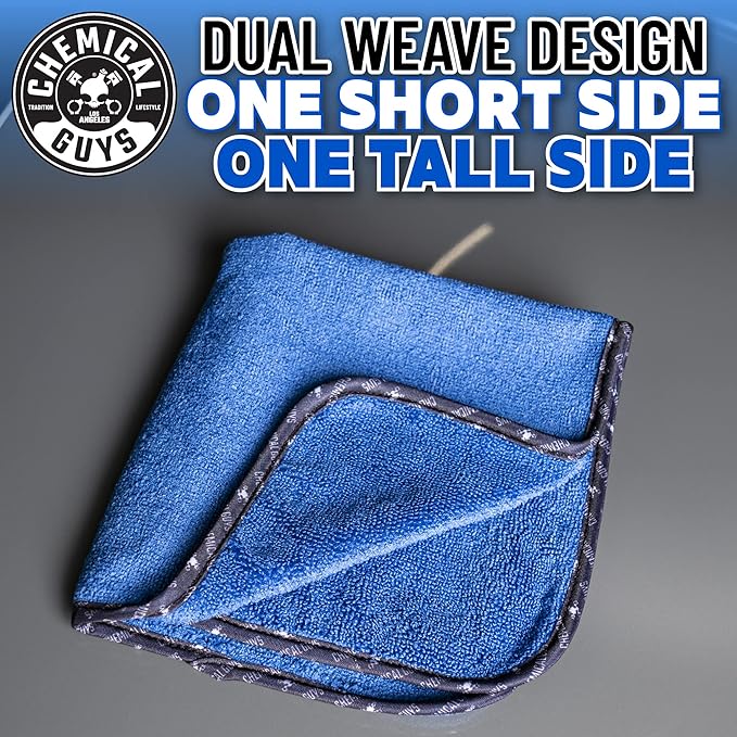 Chemical Guys Professional Grade Premium Microfiber Towels for Cars, Blue, 16" x 16", Ultra-Soft and Scratch-Free Car Detailing Cloths for Trucks, Motorcycles, and More - 3 Pack