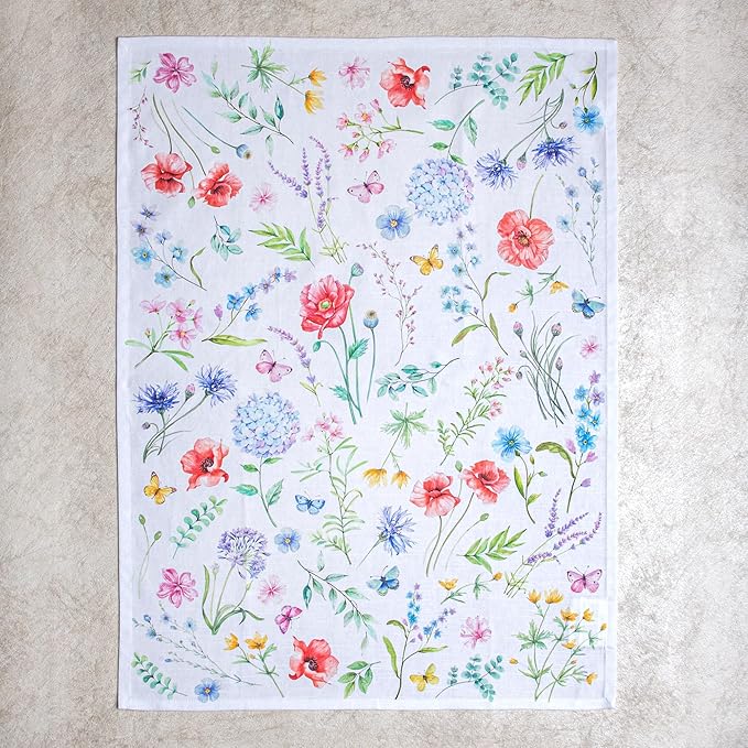 Maison d' Hermine Kitchen Towels Set of 3 100% Cotton 27.50" x 20" Reusable Cloth Tea Dish Towels Absorbent with Hanging Loop for Kitchen Gifts for Mothers Day Spring/Summer (Just Floral)