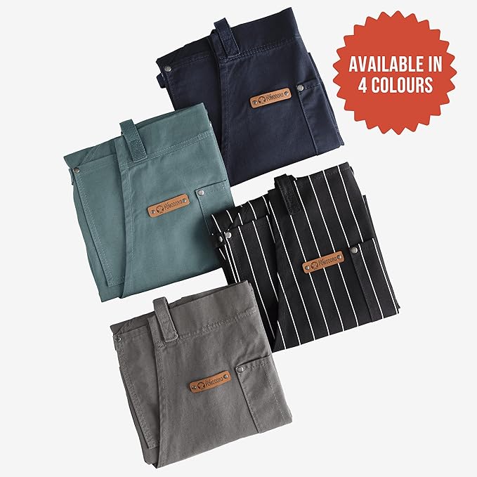 Chef Pomodoro Chef Apron for Men and Women - Kitchen Apron with Pockets & Adjustable Neck Straps - Cooking Apron 100% Cotton