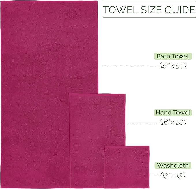 Elegant Comfort Luxury 6-Piece 100% Turkish Cotton Jacquard Braided Textured Premium Hotel Quality Towel Set– Soft and Absorbent, Includes 2 Bath Towels, 2 Hand Towels and 2 Washcloths, Hot Pink