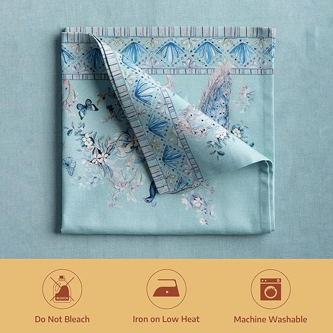Maison d' Hermine Napkin 100% Combed Cotton Premium Set of 4 Decorative Washable Table Cloth Napkins for Dining, Home, Wedding, Banquet, Peacock Utopia - Pastel Turquoise (20”x20”)