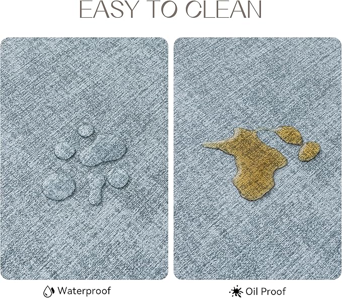Romanstile Vinyl Placemats Set of 6-12 X 17 Inch - Faux Leather 100% Waterproof Oil-Proof Wipeable Place Mats, Heat Resistant Reversible PU Table Mats for Kitchen Dining Party Outdoor, Sky Blue