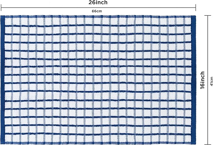 White Classic Premium Dish Towels for Kitchen, with Hanging Loop [8 Pack] Heavy Duty Absorbent 100% Cotton 410 GSM Terry Kitchen Towels, 16x26 (Blue)