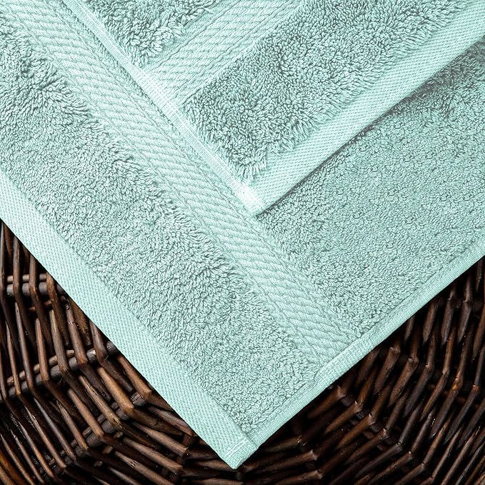 SUPERIOR Egyptian Cotton Pile 10 Piece Towel Set, Includes 2 Bath, 4 Hand, 4 Face Towels/Washcloths, Ultra Soft Luxury Towels, Thick Plush Essentials, Guest Bath, Spa, Hotel Bathroom, Sea Foam