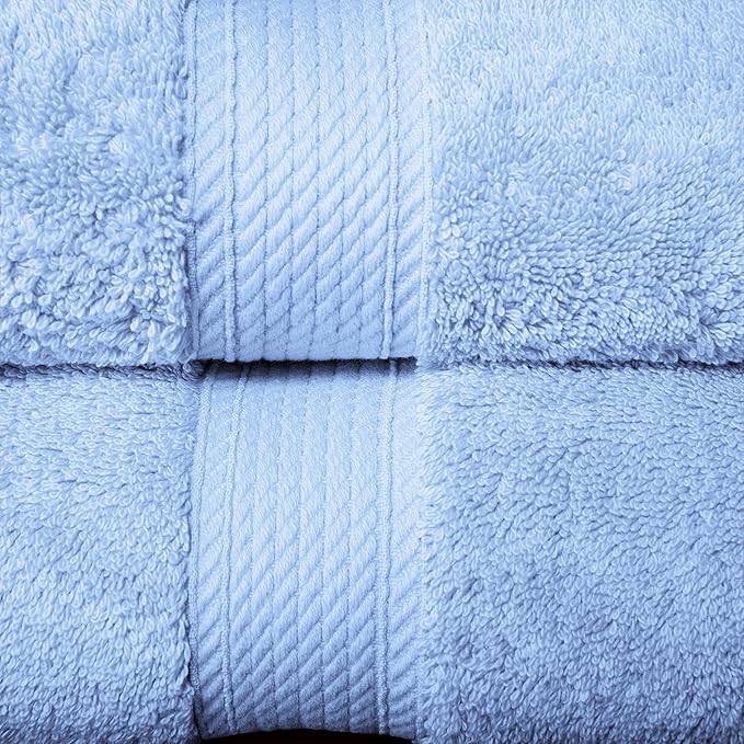 SUPERIOR Egyptian Cotton Pile 10 Piece Towel Set, Includes 2 Bath, 4 Hand, 4 Face Towels/Washcloths, Ultra Soft Luxury Towels, Thick Plush Essentials, Guest Bath, Spa, Hotel Bathroom, Light Blue