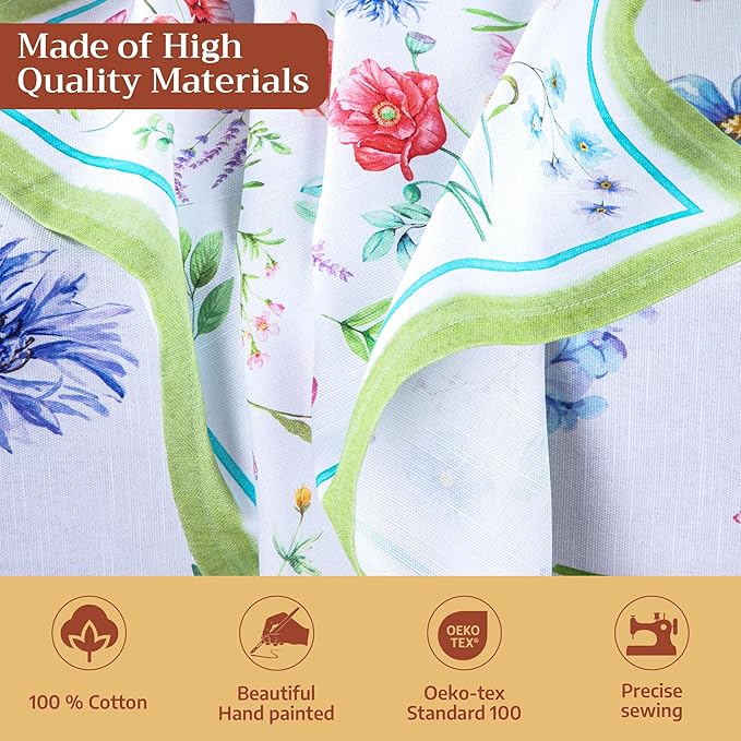 Maison d' Hermine Cloth Napkins Set of 4 100% Cotton Everyday Reusable Square Napkins Cloth Washable Dinner Party Wedding Restaurant Gifts for Mothers Day Spring/Summer (Just Floral, 20" x 20")