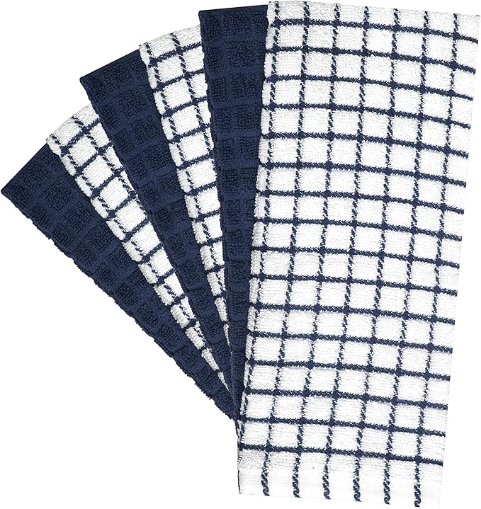 Bumble Kitchen Towels (6 Pack) | 16" x 28" | 100% Cotton Dish Towels for Kitchen | 380 GSM | Soft, Highly Absorbent & Durable Dish Towels with Hanging Loop | Navy
