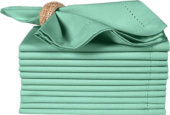 Cotton Cloth Napkins Set of 12, 18x18 Cotton Napkin Cloth Washable, Soft, Reusable Napkins for Wedding, Parties, Christmas, Thanksgiving, Everyday Use (Aqua) - ALPHA Living HOME
